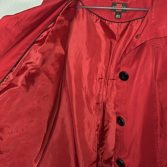 Gallery Red Maroon Button Front Medium Weight Hooded Jacket Size Large - Picture 10 of 12